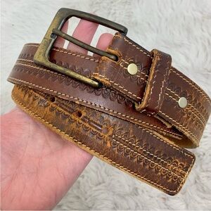 Vintage Brown Leather Belt - Fits a Range of Sizes